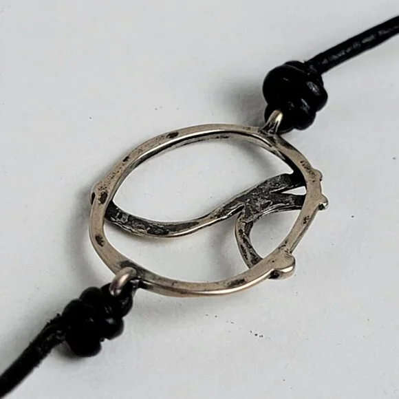 Silpada Sterling Silver Geometric Charm Black Leather Cord Necklace 21.5 In - Picture 4 of 8